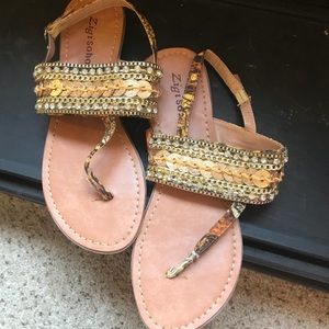 Zigi soho gold embellished sandals size 7 EUC